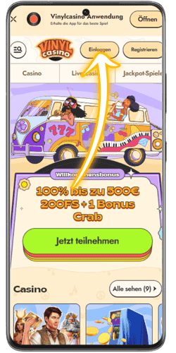 Schließen Sie die Registrierung ab und melden Sie sich in Ihrem Vinyl Casino-Konto an.