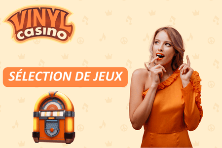 Sélection de jeux au Vinyl Casino avec croupier en direct et machines à sous