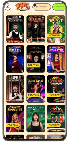 Jeux de casino en direct sur mobile avec roulette et blackjack au Vinyl Casino