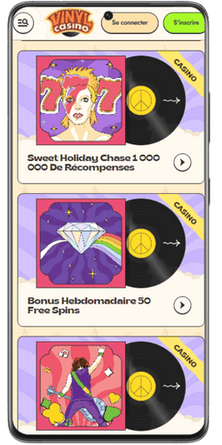 Programme VIP et tournois de casino dans la version mobile de Vinyl Casino