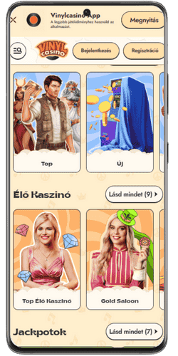Kezdj el kaszinójátékokat játszani a Vinyl Casino-ban a regisztráció befejezése után
