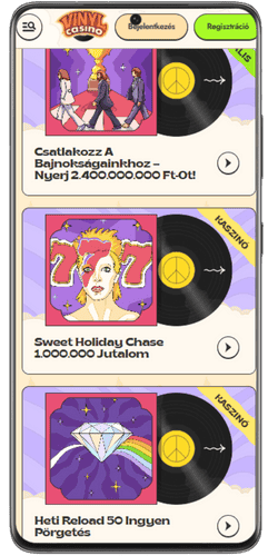 VIP program és kaszinóversenyek a Vinyl Casino mobilos verziójában