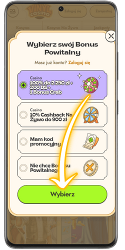 Wybierz bonus powitalny w Vinyl Casino przed dokonaniem pierwszej wpłaty.