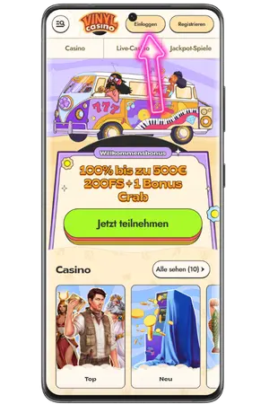Für den Vinyl Casino Login klicken Sie auf die Anmeldeschaltfläche