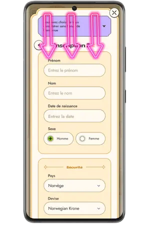 Saisissez vos informations personnelles pour Vinyl Casino Inscription