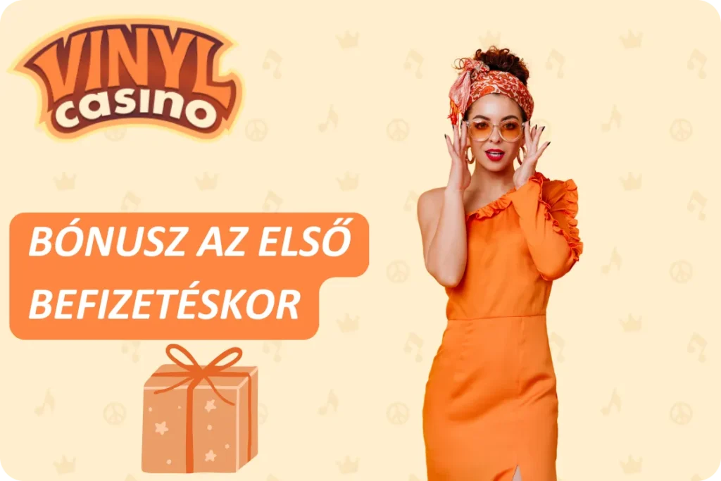 Vinyl Casino bónuszbanner ajándékkal és üdvözlőajánlattal