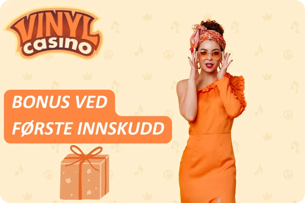 Vinyl Casino bonusbanner med gave og velkomsttilbud