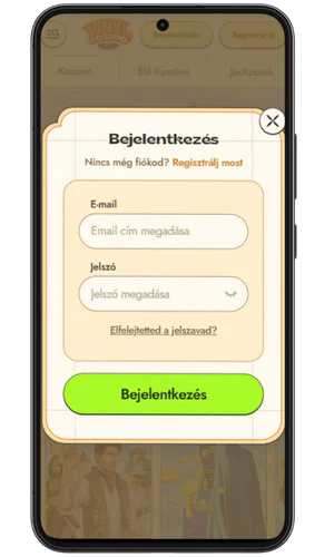 Vinyl Casino A megjelenő ablakban adja meg fiókja bejelentkezési adatait