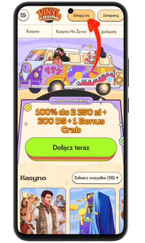 Vinyl Casino Logowanie Na stronie głównej znajdź przycisk logowania w prawym górnym rogu