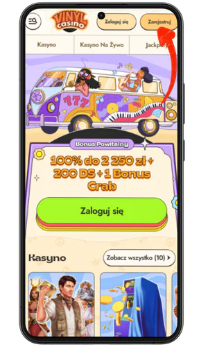 Vinyl Casino Rejestracja Znajdź przycisk rejestracji na stronie główneja