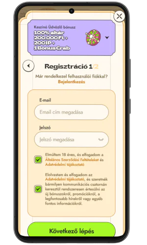 Vinyl Casino Töltse ki az összes mezőt a regisztrációhoz a weboldalunk által biztosított két lépésben
