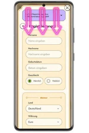 Geben Sie Ihre Daten für Vinyl Casino Registrierung ein